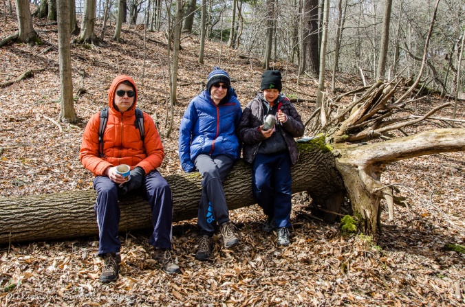 taking a break while hiking at Dundas Valley Conservation Area
