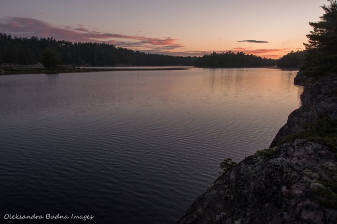 sunrise on Lyle Lake at Poitn Grondine